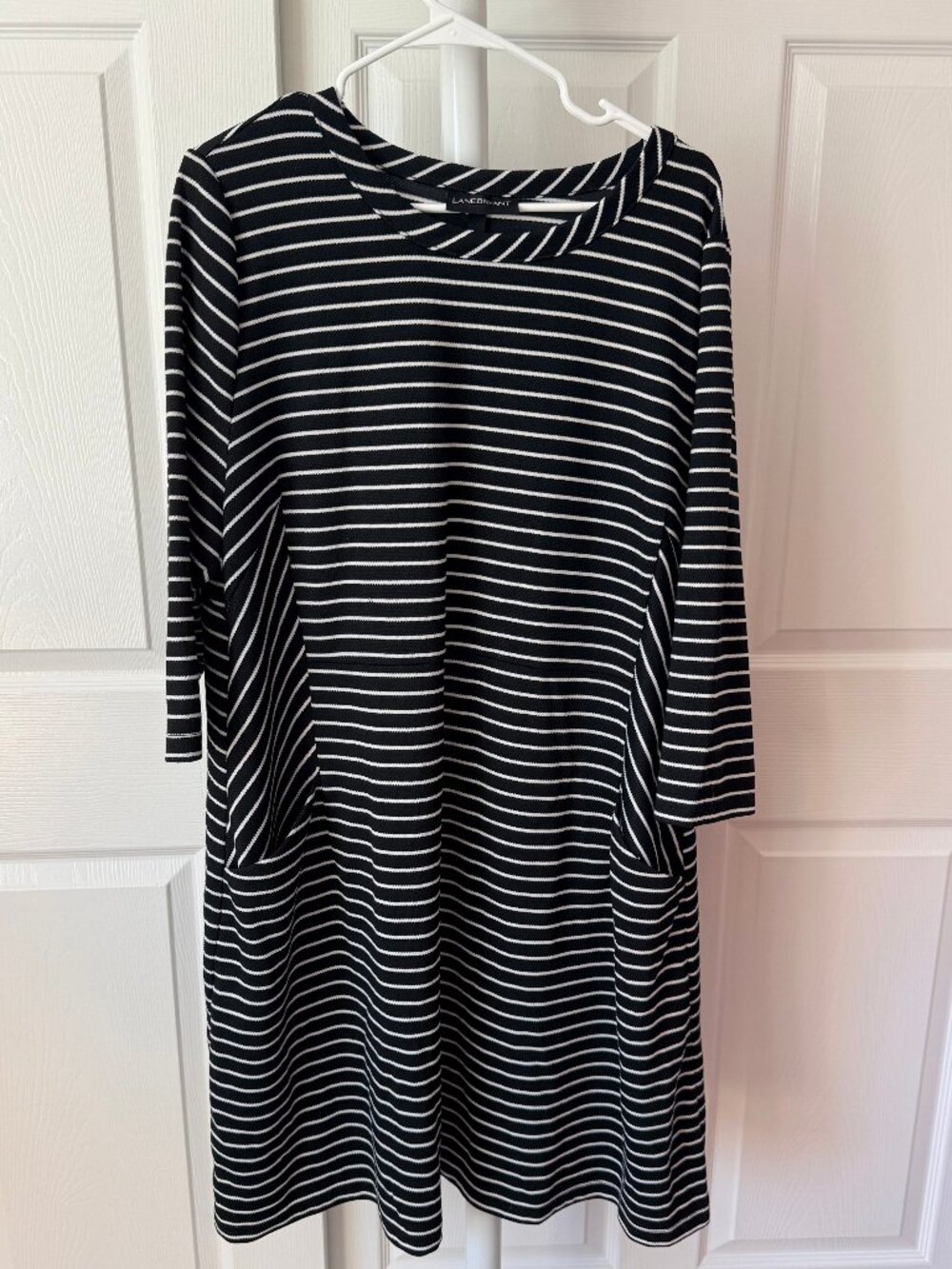Lane Bryant Black White Striped Long Sleeve Pocket Dress 18/20